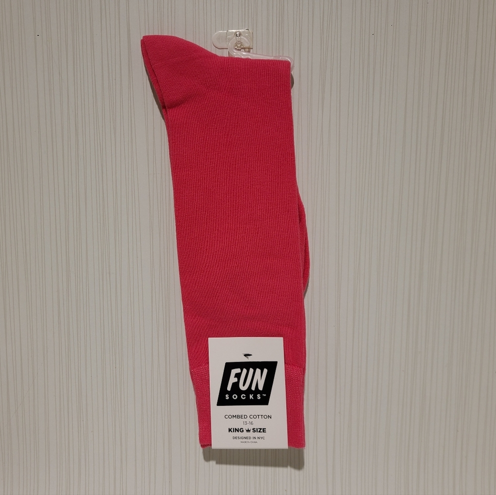 Fun Socks Solid Hot Pink King Size Big & Tall Socks New Pair